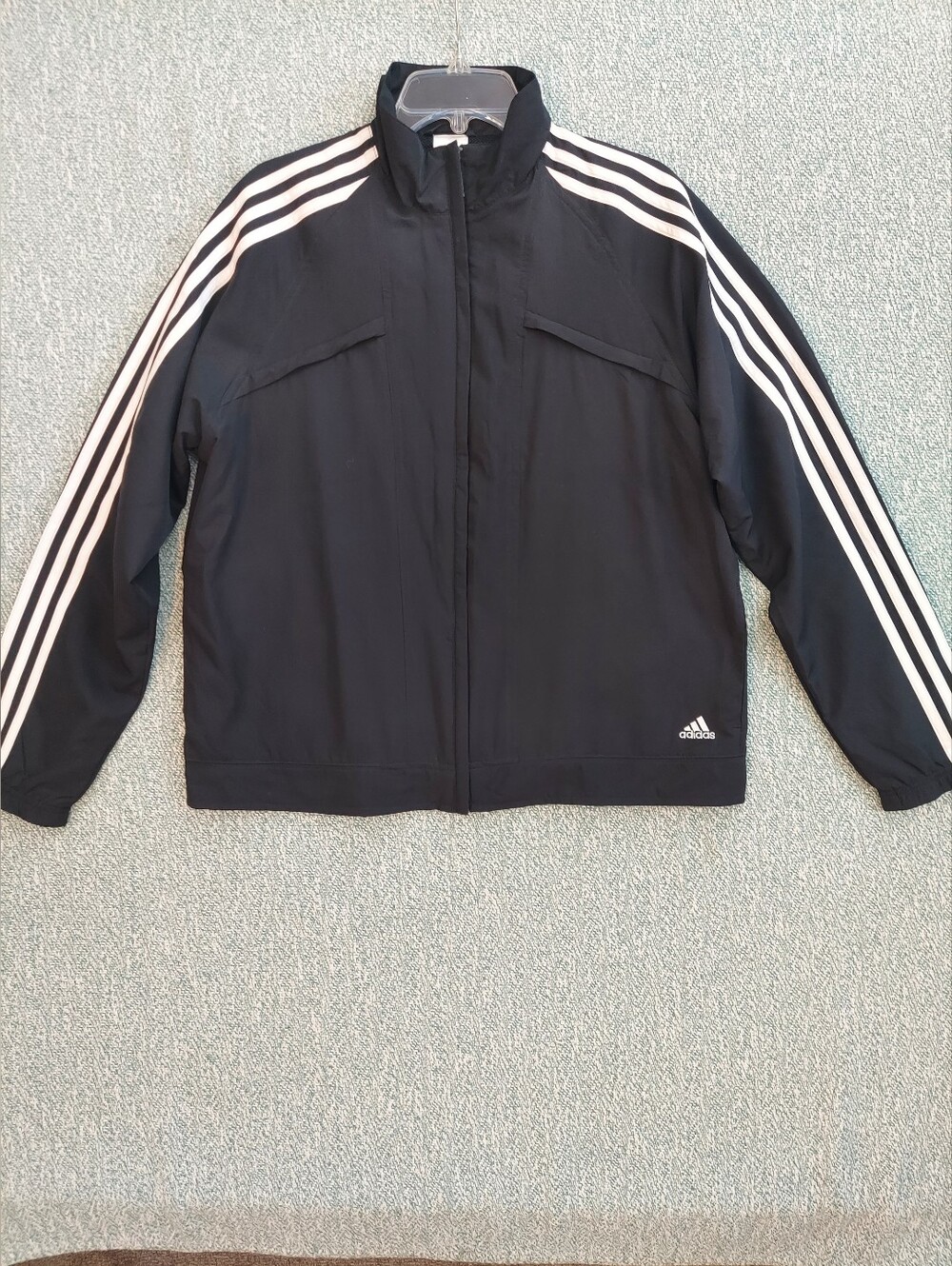 Adidas Black Track Jacket with White 3-Stripes